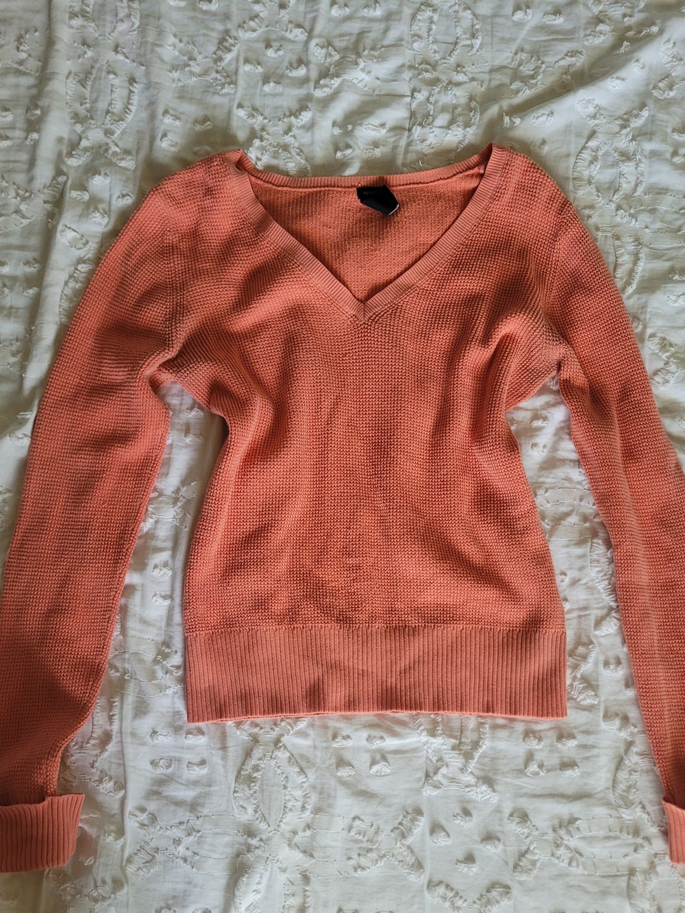 Gap Women's Knit V-Neck Long Sleeve Lightweight Sweater In Coral Orange